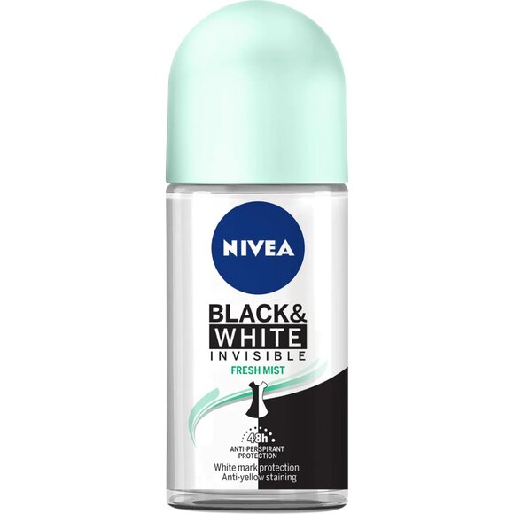 Pack of 2! Nivea Black & White Invisible Fresh Mist Scent Roll-On - Picture 1 of 2